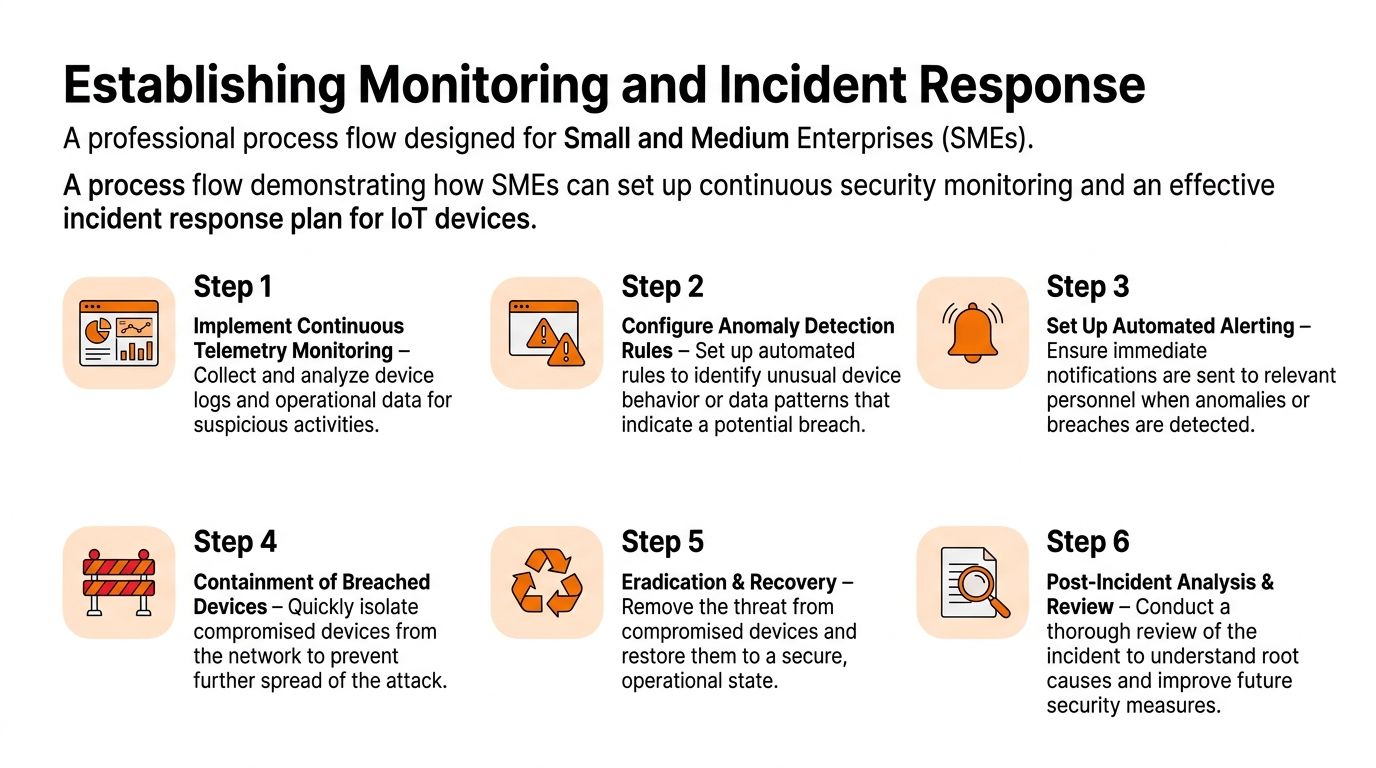 Infographic showing steps for establishing monitoring and incident response for SMEs.