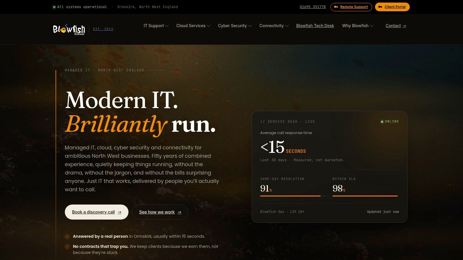 Close-up of a modern IT support dashboard with performance metrics and analytics.